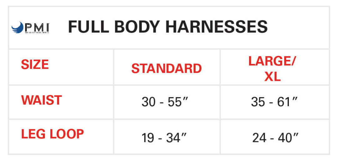 Harness Sizing Charts Gravitec Systems Inc. Fall Protection